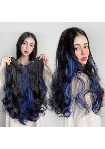 Peruk Kadın Uzun Saç Peruk Seti Vurgu Tek Parça Saç Uzatma Degrade Dikişsiz Taklit Kıvırcık Saç Uzun Saç Parçası Renkli Düz Saç (Yurt Dışından)