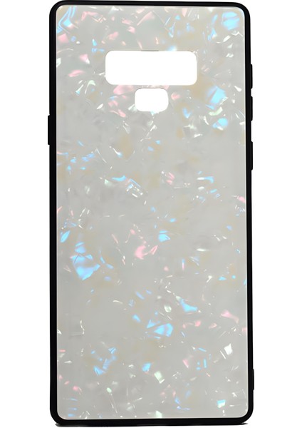 Galaxy Note 9 Kılıf Mermer Desenli Marbel Temperli Cam Silikon Kılıf