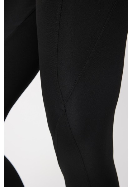 Kadın Siyah Yüksek Bel Toparlayıcı Çift Cepli Dar Paça Spor Tayt fırsatları