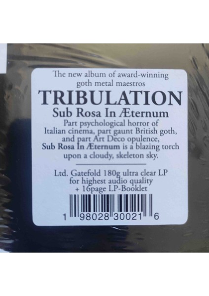 Tribulation - Sub Rosa in Aeternum Plak