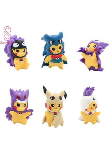Bir Set/6 Adet Pokemons Şekil Daha Az Koku Pokemons Pikachus Anime Figürü Süsleme (Yurt Dışından)