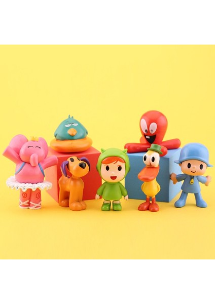 7 Adet/takım Kawaii Pocoyo Hayvan Oyuncak Kuş Ördek Fil Bebek Oyuncak Modeli Sahne Süsler Anime Karikatür Sevimli Pvc Oyuncaklar (Yurt Dışından)