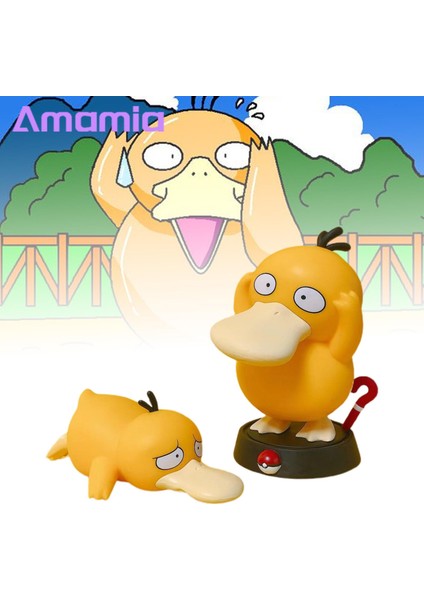 Amamia Pokemons Süs Karikatür Zanaat Pokemons Psyduck Şekil Anime Bebek Modeli Oyuncak (Yurt Dışından)