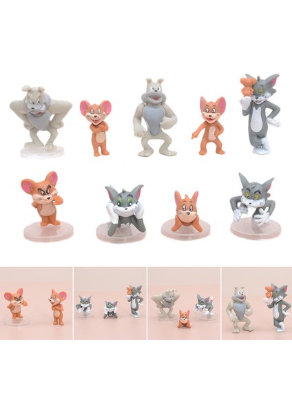 Karikatür Tom ve Jerry Figürleri Heykeli Model Oyuncaklar Aksiyon Figürü Oyuncak 9 Adet (Yurt Dışından)