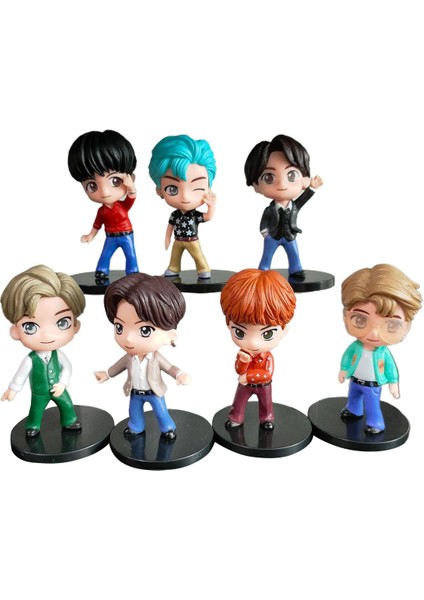Livecity 7 Adet Güzel Aksiyon Heykelcik Ilginç Ifade Yüksek Simüle Bts Karakter Aksiyon Heykelcik Süsleme Için (Yurt Dışından)