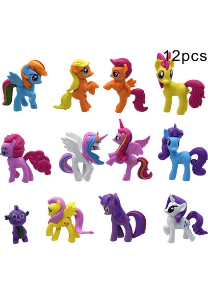 12 Adet My Little Pony Figürleri Twilight Sparkle Pvc Bebekler Oyuncak Kek Masa Dekoru (Yurt Dışından)