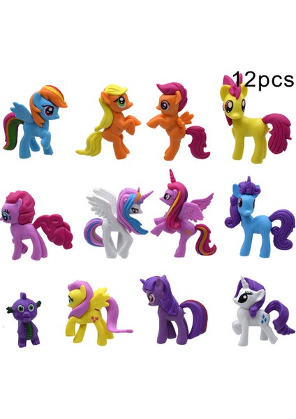 12 Adet My Little Pony Figürleri Twilight Sparkle Pvc Bebekler Oyuncak Kek Masa Dekoru (Yurt Dışından)