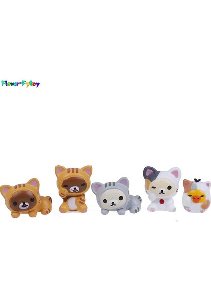 5 Adet/takım Güzel Kedi Rilakkuma Cosplay Mini Kedi Pvc Aksiyon Figürleri Moss Bonsai Küçük Peyzaj Hayvanlar Modeli Dekorasyon Oyuncak (Yurt Dışından)