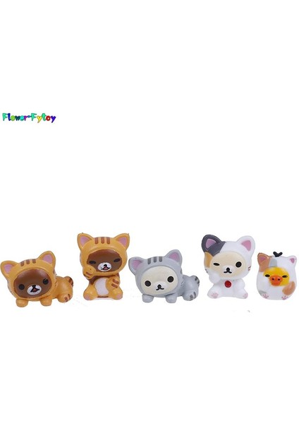 5 Adet/takım Güzel Kedi Rilakkuma Cosplay Mini Kedi Pvc Aksiyon Figürleri Moss Bonsai Küçük Peyzaj Hayvanlar Modeli Dekorasyon Oyuncak (Yurt Dışından)