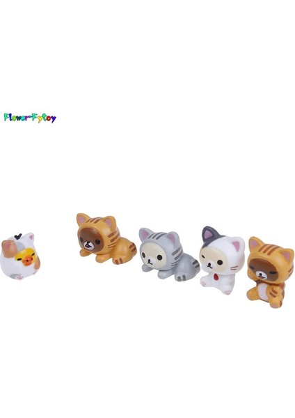 5 Adet/takım Güzel Kedi Rilakkuma Cosplay Mini Kedi Pvc Aksiyon Figürleri Moss Bonsai Küçük Peyzaj Hayvanlar Modeli Dekorasyon Oyuncak (Yurt Dışından)