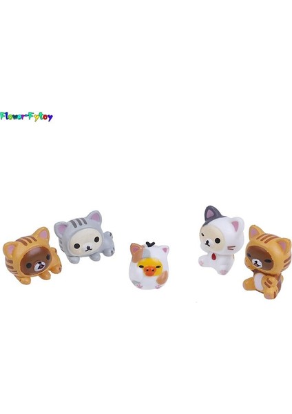 5 Adet/takım Güzel Kedi Rilakkuma Cosplay Mini Kedi Pvc Aksiyon Figürleri Moss Bonsai Küçük Peyzaj Hayvanlar Modeli Dekorasyon Oyuncak (Yurt Dışından)