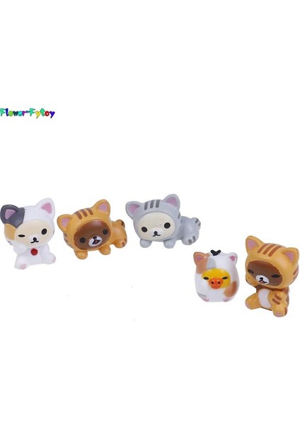 5 Adet/takım Güzel Kedi Rilakkuma Cosplay Mini Kedi Pvc Aksiyon Figürleri Moss Bonsai Küçük Peyzaj Hayvanlar Modeli Dekorasyon Oyuncak (Yurt Dışından)