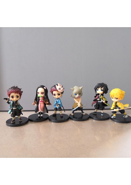 Denoswım 6 Adet Şeytan Slaye Tanjirou Kamado Nezuko Agatsuma Zenitsu Hashibira Inosuke Tomioka Giyuu Aksiyon Figürleri (Yurt Dışından) modelleri