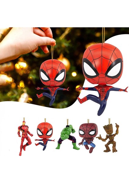 Disney Marvel Noel Kolye Askı Süsleri Karikatür Aksiyon Figürü Örümcek Adam Demir Adam Noel Partisi Dekorasyon Ev Için (Yurt Dışından)