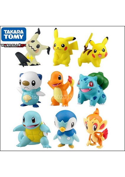 [rongcai] Tomy - Figürler Pokemon, Charmander Popplio Litten Pikachu Rowlet Treecko Eevee Fennekin Greninja, Jouet Poupées Anime 4-6cm (Yurt Dışından)