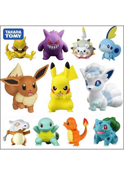 [rongcai] Tomy - Figürler Pokemon, Charmander Popplio Litten Pikachu Rowlet Treecko Eevee Fennekin Greninja, Jouet Poupées Anime 4-6cm (Yurt Dışından)