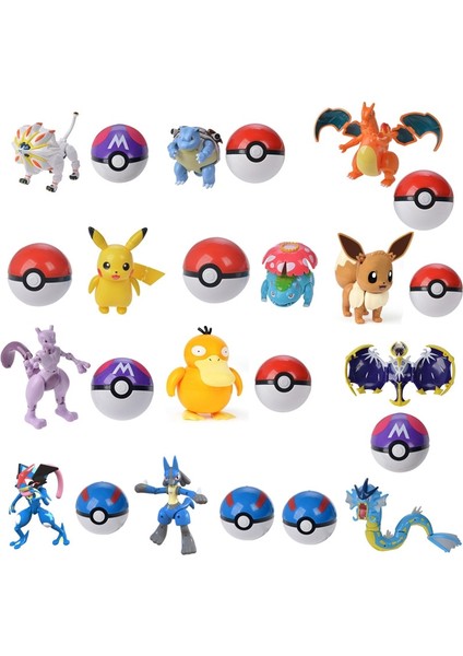 Orijinal Pokemon Aksiyon Figürü Pikachu Lucario Charizard Cep Canavarı Pokeball Deformasyon Figur Oyuncaklar Çocuklar Için Hediyeler (Yurt Dışından)