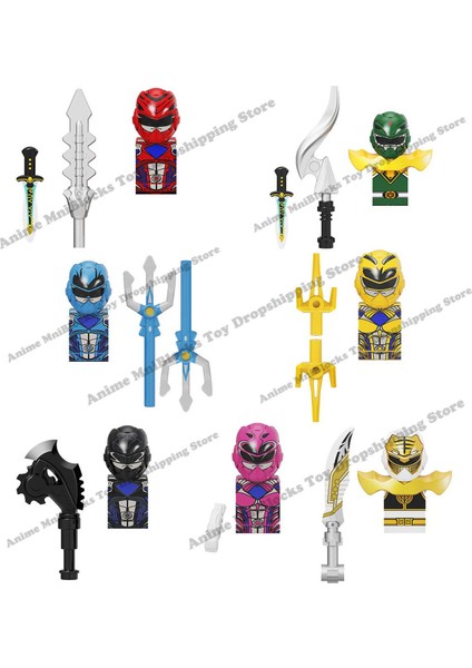 KF6144 Power Rangers Anime Tuğla Mini Aksiyon Oyuncak Figürleri Kırmızı Savaşçı Mighty Morphin Tuğla Oyuncak Inşaat Blokları Çocuklar Için (Yurt Dışından)