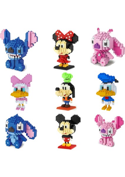Disney Stitch Blok Tuğla Oyuncak Yapı Mini Minnie Mickey Mouse Blokları Çizgi Film Karakterleri Öğretim Üniteleri Çocuk Oyuncağı Uyumlu (Yurt Dışından)