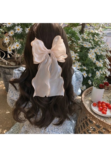 Kore Bahar Yeni Metal Şifon Büyük Yay Bahar Klip Tatil Partisi Zarif Saç Tokası Kadın Yaratıcı Moda Saç Aksesuarları (Yurt Dışından) indirimleri