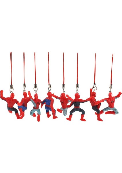 8 Adet/takım 4-5 cm Marvel Avengers Örümcek Adam Pvc Action Figure Koleksiyon Model Oyuncaklar Brinquedos Anahtarlık Kolye Telefon Askıları Halat (Yurt Dışından)