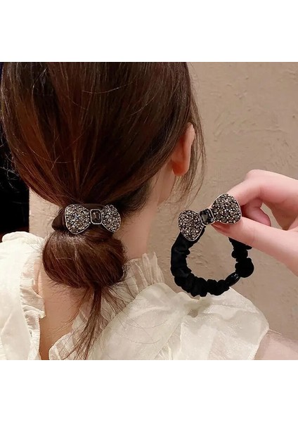 Elmas Kristal Yay Elastik Saç Bağları Kadınlar Için Moda Parlak Kafa Bandı At Kuyruğu Saç Halat Saç Aksesuarları Kadınlar Kızlar Için (Yurt Dışından)