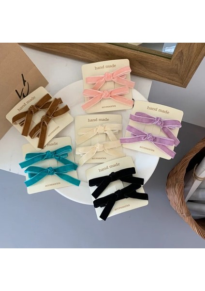 Adet Kore Renkli Kadife Yay Firkete Saç Tokası Saç Klipleri Kızlar Kadınlar Için Vintage Uzun Şerit Saç Tokası Saç Aksesuarları (Yurt Dışından) fiyatları