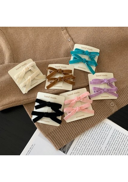 Adet Kore Renkli Kadife Yay Firkete Saç Tokası Saç Klipleri Kızlar Kadınlar Için Vintage Uzun Şerit Saç Tokası Saç Aksesuarları (Yurt Dışından) modelleri