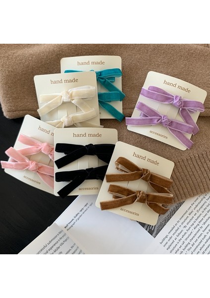 Adet Kore Renkli Kadife Yay Firkete Saç Tokası Saç Klipleri Kızlar Kadınlar Için Vintage Uzun Şerit Saç Tokası Saç Aksesuarları (Yurt Dışından) indirimleri