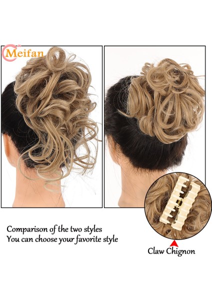 Meıfan Sentetik Pençe Chignon Kadın Kıvırcık Dağınık Kıvırcık Kabarık Saç Topuz Klip At Kuyruğu Uzantıları Doğal Yanlış Hairpieces (Yurt Dışından) indirimleri