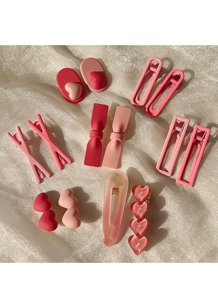 Adet/takım Yeni Kız Moda Pembe Renk Geometrik Yıldız Süs Pembe Saç Klipleri Yetişkin Tatlı Tokalar Kadın Saç Aksesuarları (Yurt Dışından)