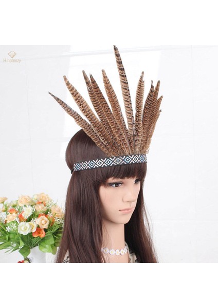 Mardi Gras Sahne Partisi Için Tüylü Kafa Bandı Hint Fascinator Şapkalar (Yurt Dışından) modelleri