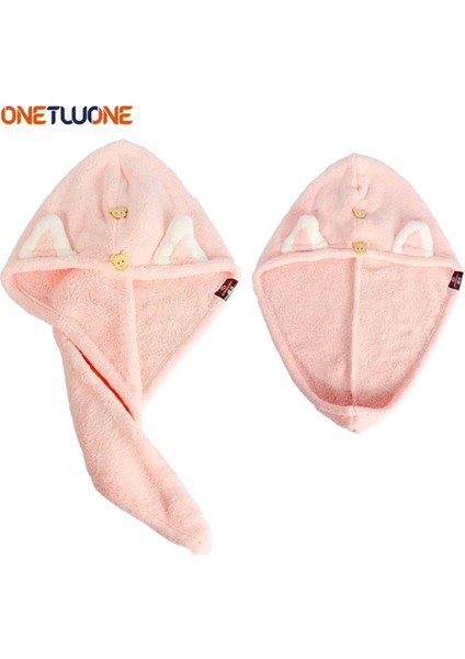 Kedi Kulaklı Saç Kurutma Havlusu Sarımı, Mikrofiber Saç Havlusu Kadın ve Çocuk Kızları Için Çabuk Kuruyan Saçlar, Banyo Duşu Kuru Kafa Türban (Yurt Dışından)