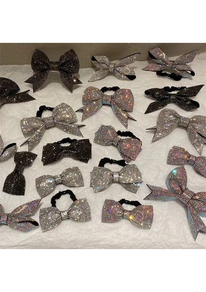 Köpüklü Elmas Yay Düğüm Tokalar Rhinestone Parlak Kelebek Saç Klipleri Parti Takı Saç Aksesuarları (Yurt Dışından)