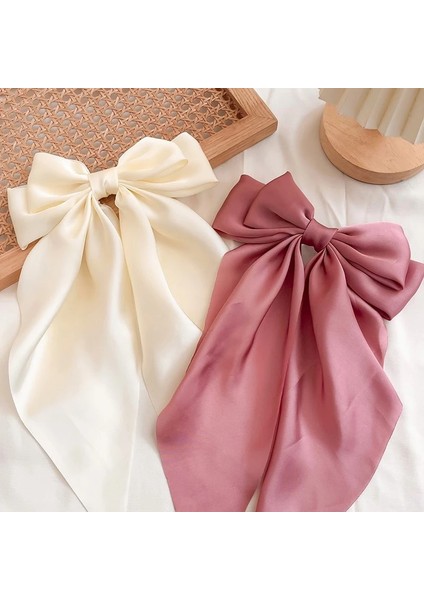 Kadınlar Zarif Yay Şerit Saç Klipleri Düz Renk Retro Saten Ilmek Klipler Kızlar Kore Tokalar Parti Headdress Saç Aksesuarları (Yurt Dışından) modelleri