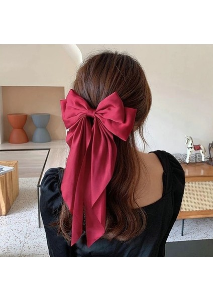 Kadınlar Zarif Yay Şerit Saç Klipleri Düz Renk Retro Saten Ilmek Klipler Kızlar Kore Tokalar Parti Headdress Saç Aksesuarları (Yurt Dışından) fırsatları