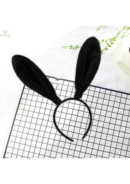 Tavşan Kulak Bandı Hayvan Hairband Cosplay Dekor Güzel Kostüm Aksesuarları Siyah (Yurt Dışından)