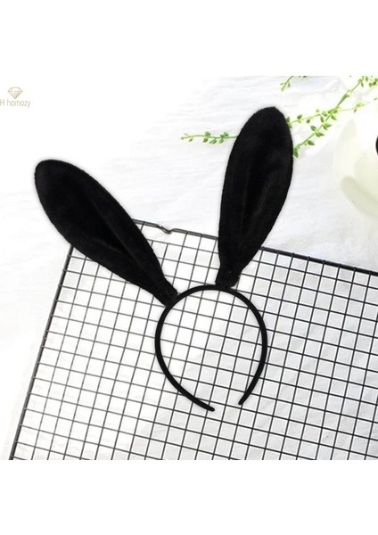 Tavşan Kulak Bandı Hayvan Hairband Cosplay Dekor Güzel Kostüm Aksesuarları Siyah (Yurt Dışından) modelleri