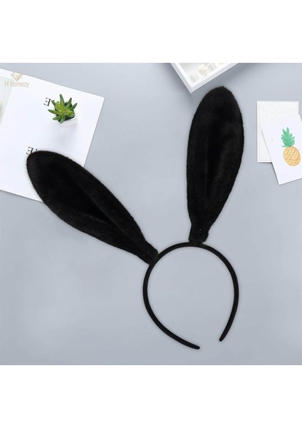 Tavşan Kulak Bandı Hayvan Hairband Cosplay Dekor Güzel Kostüm Aksesuarları Siyah (Yurt Dışından) fırsatları