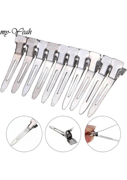Myyeah 50 Adet Gümüş Düz Taban Ördek Ağız Metal Ultra Ince Saç Klipleri Salon Kuaförlük Saç Şekillendirme Kesme Bölme Sabit Aksesuarları (Yurt Dışından)