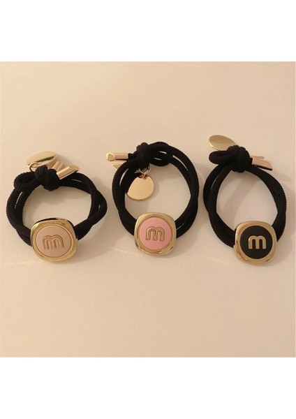 Harfi Ince Saç Halat Yüksek Elastik Çift Katmanlı Saç Aksesuarları At Kuyruğu Sabit Saç Süs Dairesel Metal Kolye Şapkalar (Yurt Dışından)