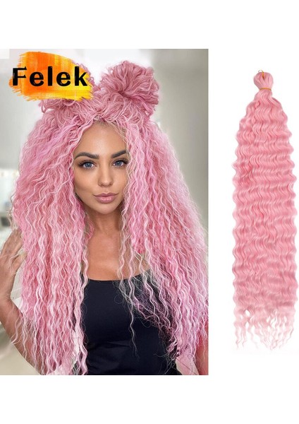 Derin Dalga Büküm Tığ Saç Tığ Örgü Ombre Örgü Saç Uzantıları Sentetik Afro Bukleler Kadınlar Için Düşük Sıcaklık Felek (Yurt Dışından)