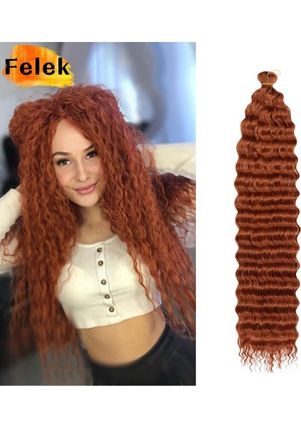 Derin Dalga Büküm Tığ Saç Tığ Örgü Ombre Örgü Saç Uzantıları Sentetik Afro Bukleler Kadınlar Için Düşük Sıcaklık Felek (Yurt Dışından) indirimleri