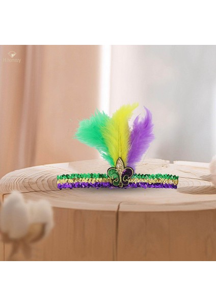 Mardi Gras Payet Kafa Bandı Başlığı Parti Spor Takımı Üç Renkli Tüy Için Parlak Elastik (Yurt Dışından) fırsatları