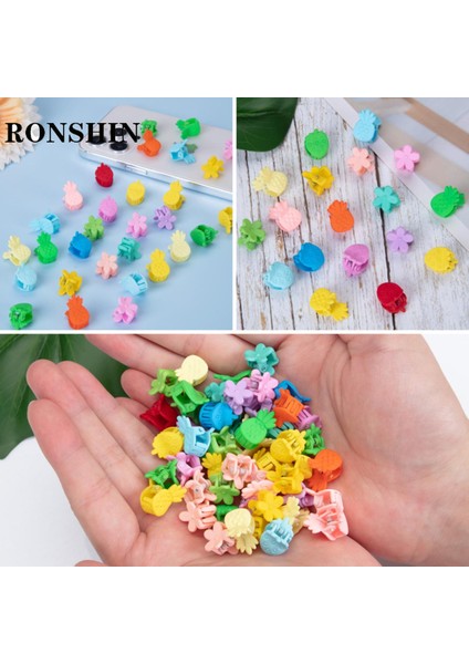 Ronshın 90 Adet Mini Firkete Şeker Renk Çiçek Çilek Ananas Mini Saç Klipleri Bebek Yürümeye Başlayan Kızlar Için (Yurt Dışından)