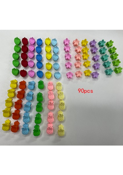 Ronshın 90 Adet Mini Firkete Şeker Renk Çiçek Çilek Ananas Mini Saç Klipleri Bebek Yürümeye Başlayan Kızlar Için (Yurt Dışından) modelleri