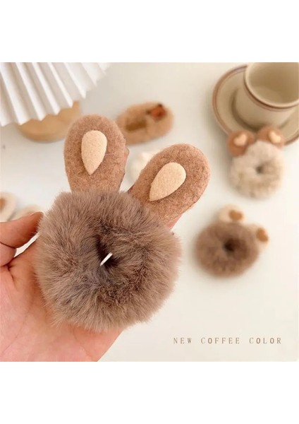 Peluş Tavşan Elastik Halat Hairband Sevimli Ayı Kız At Kuyruğu Saç Scrunchies Headdress Kadın Lastik Bant Aksesuarları (Yurt Dışından)