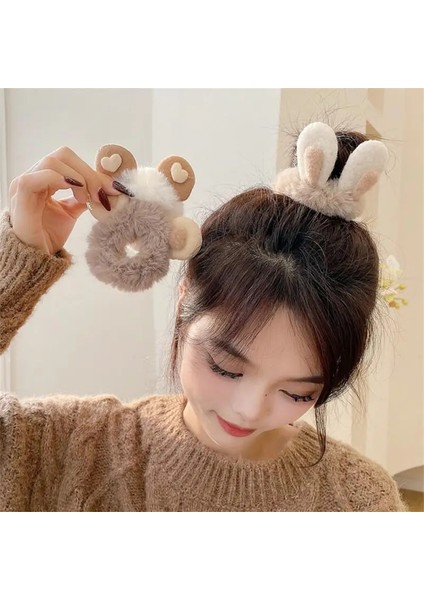 Peluş Tavşan Elastik Halat Hairband Sevimli Ayı Kız At Kuyruğu Saç Scrunchies Headdress Kadın Lastik Bant Aksesuarları (Yurt Dışından) fiyatları