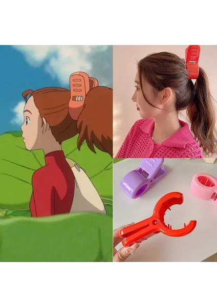 Renkli Sevimli Arrietty Cosplay Köpekbalığı Saç Tokası Yetişkin Çocuk Kırmızı At Kuyruğu Firkete Moda Kore Saç Pençe Şapkalar Aksesuarları Hediye (Yurt Dışından)