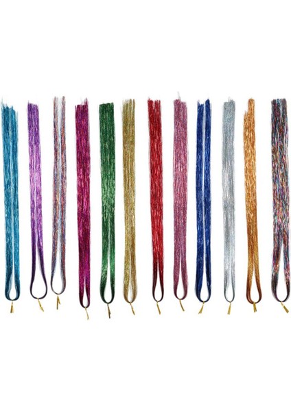 Araçlar ile Saç Tinsel Telleri 12 Renk Saç Tinsel Telleri Seti, Saç Uzantıları Glitter Parlak Ipek Tinsel (Yurt Dışından)
